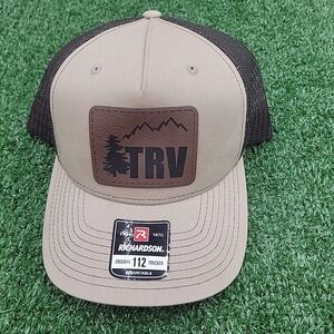 Richardson 112 TRV Leatherette Strap Patch Original Trucker Hat Khaki Coffee New